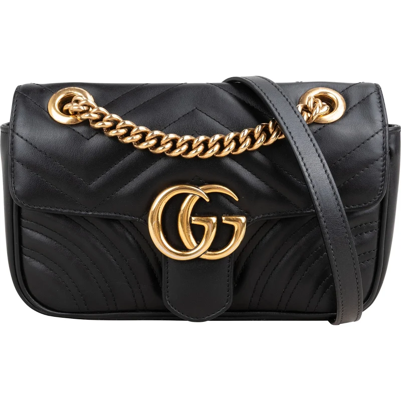 Gucci Chevron Matelassé Leather GG Marmont Crossbody Bag