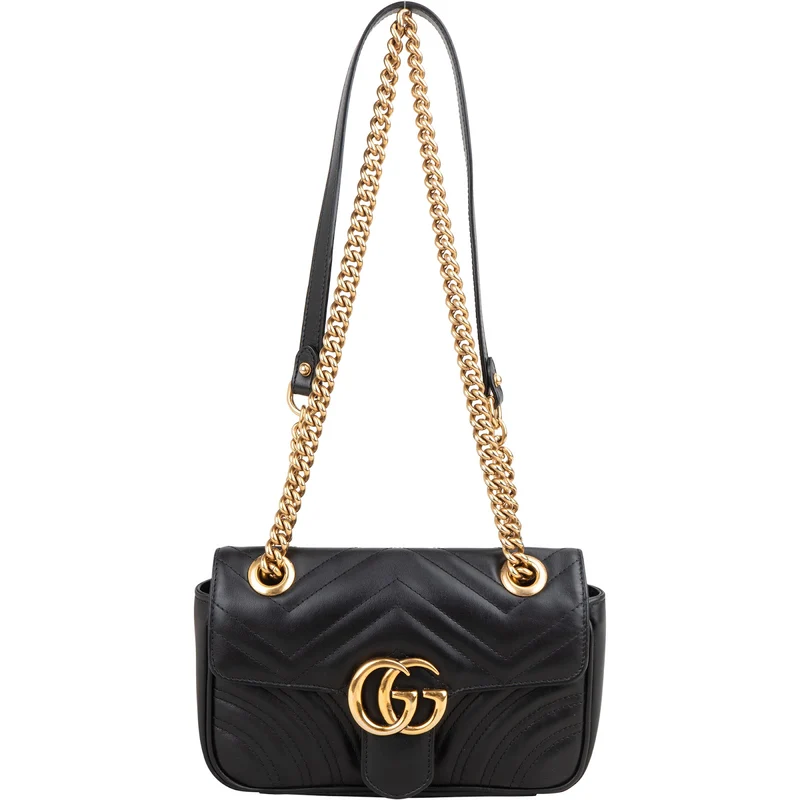 Gucci Chevron Matelassé Leather GG Marmont Crossbody Bag