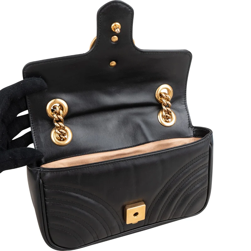 Gucci Chevron Matelassé Leather GG Marmont Crossbody Bag