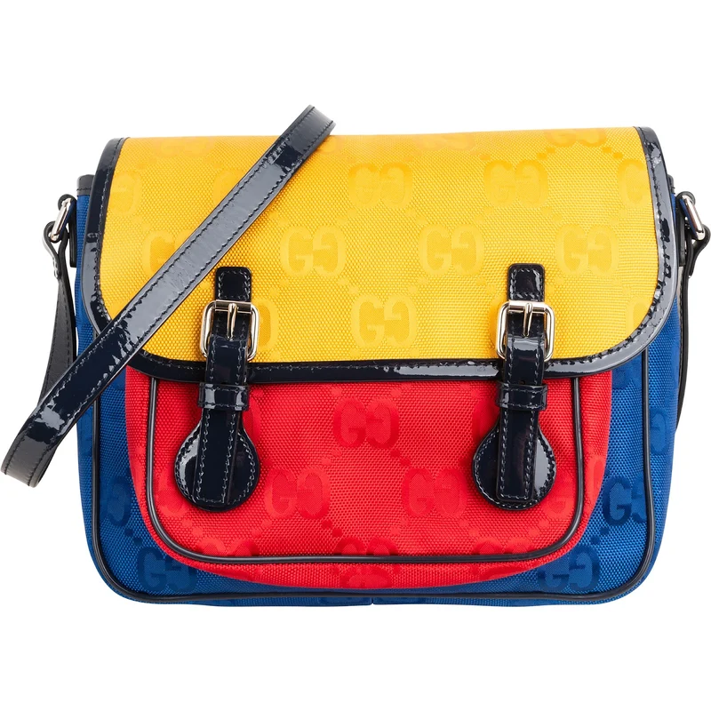Gucci Monogram GG Plus Canvas Colorblock Messenger Shoulder Bag