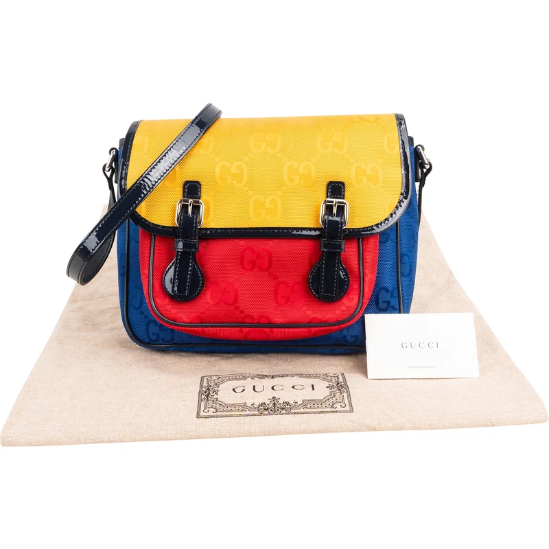 Gucci Monogram GG Plus Canvas Colorblock Messenger Shoulder Bag