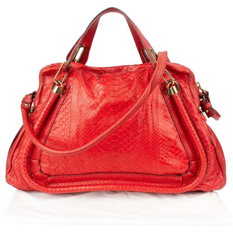 Chloé Red Python Leather Paraty Shoulder Bag