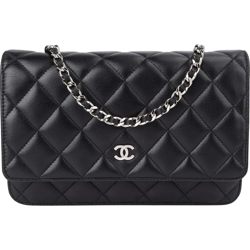 Chanel Quilted Caviar Leather Palladium Wallet On Chain Crossbody Bag