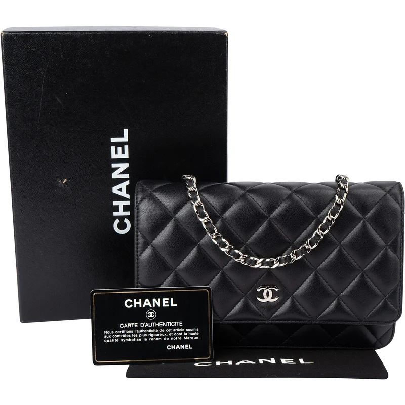 Chanel Quilted Caviar Leather Palladium Wallet On Chain Crossbody Bag