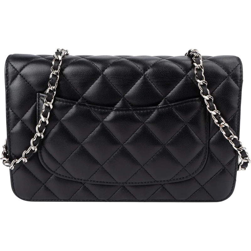 Chanel Quilted Caviar Leather Palladium Wallet On Chain Crossbody Bag