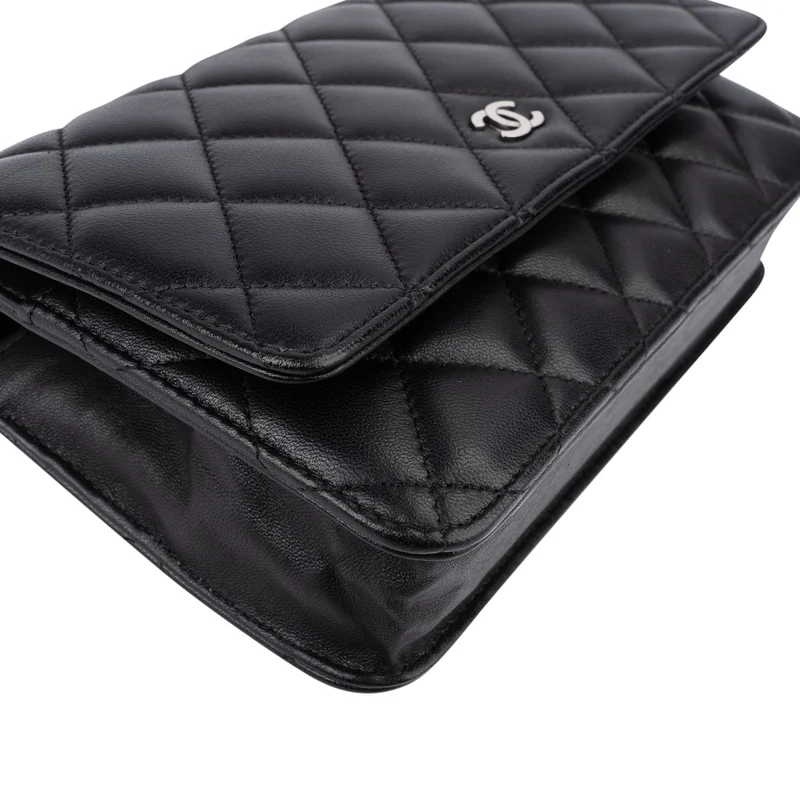 Chanel Quilted Caviar Leather Palladium Wallet On Chain Crossbody Bag