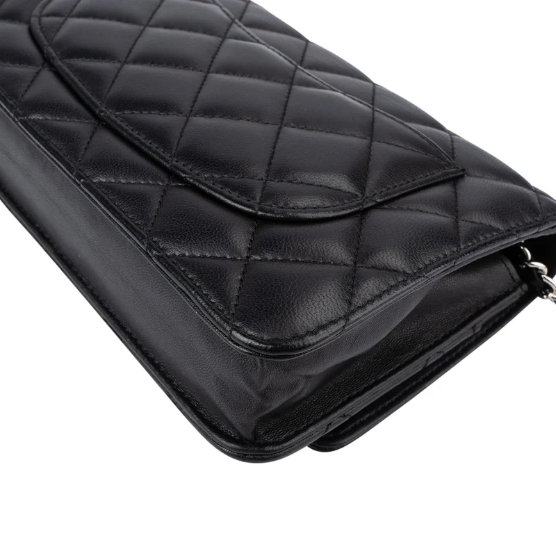 Chanel Quilted Caviar Leather Palladium Wallet On Chain Crossbody Bag