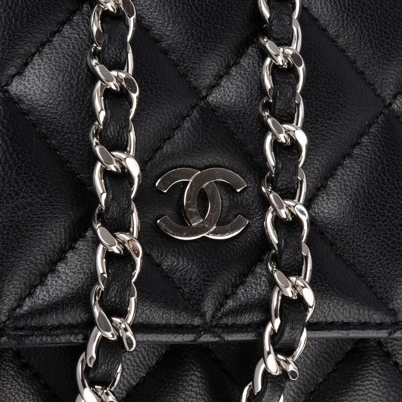 Chanel Quilted Caviar Leather Palladium Wallet On Chain Crossbody Bag