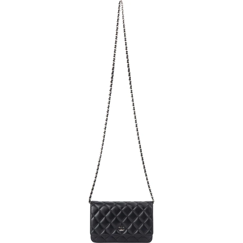 Chanel Quilted Caviar Leather Palladium Wallet On Chain Crossbody Bag