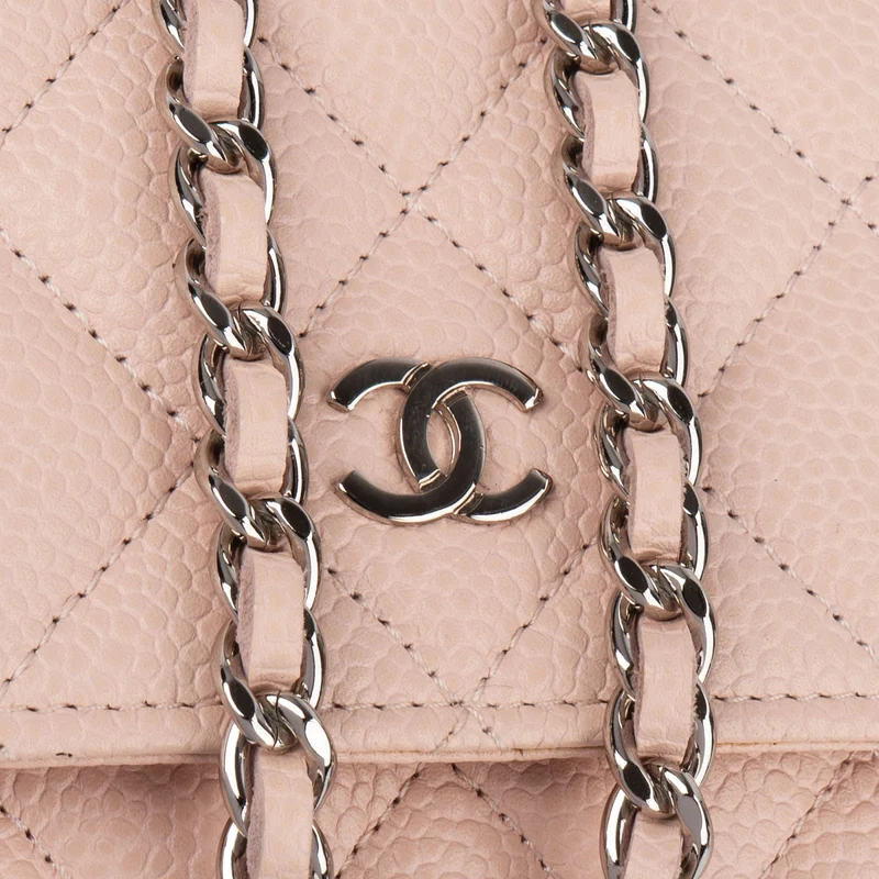 Chanel Quilted Caviar Leather Palladium Wallet On Chain Crossbody Bag