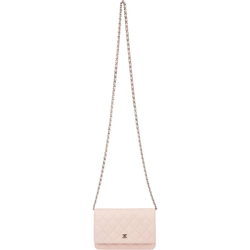 Chanel Quilted Caviar Leather Palladium Wallet On Chain Crossbody Bag