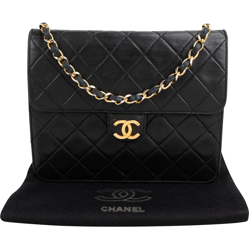 Chanel Quilted Lambskin 24K Gold Single Flap Shoulder Bag