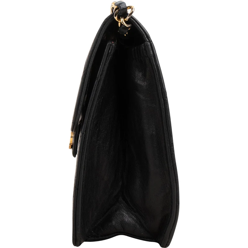 Chanel Quilted Lambskin 24K Gold Single Flap Shoulder Bag