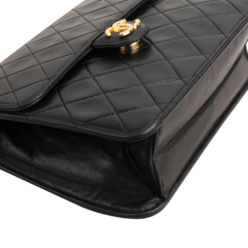 Chanel Quilted Lambskin 24K Gold Single Flap Shoulder Bag