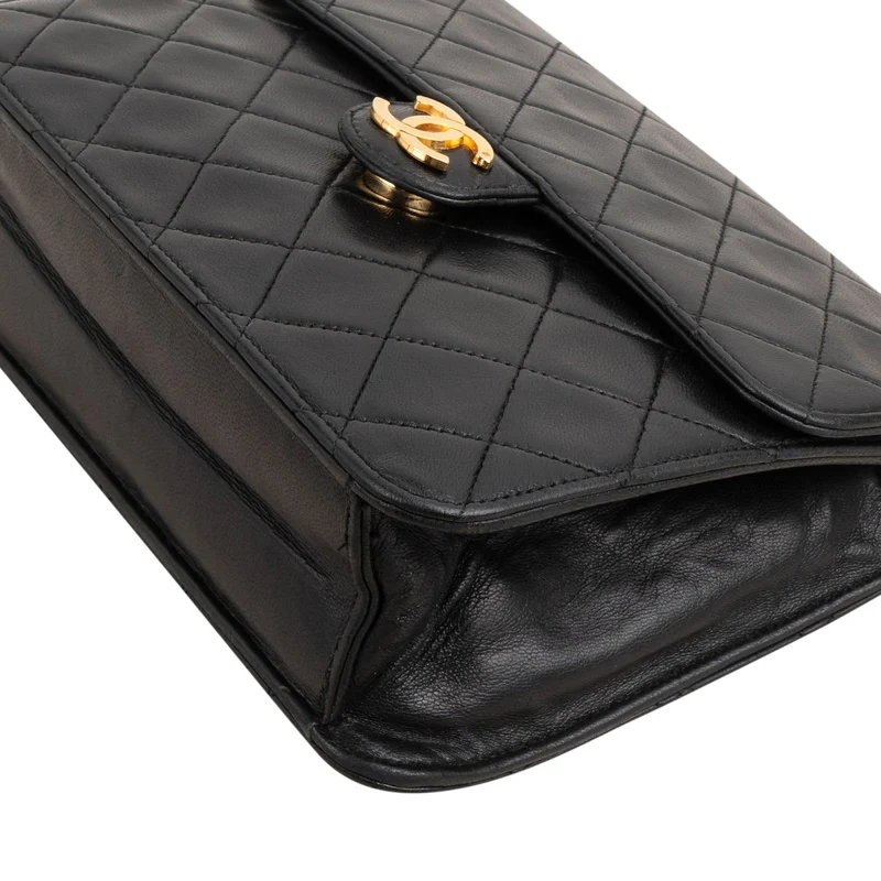 Chanel Quilted Lambskin 24K Gold Single Flap Shoulder Bag