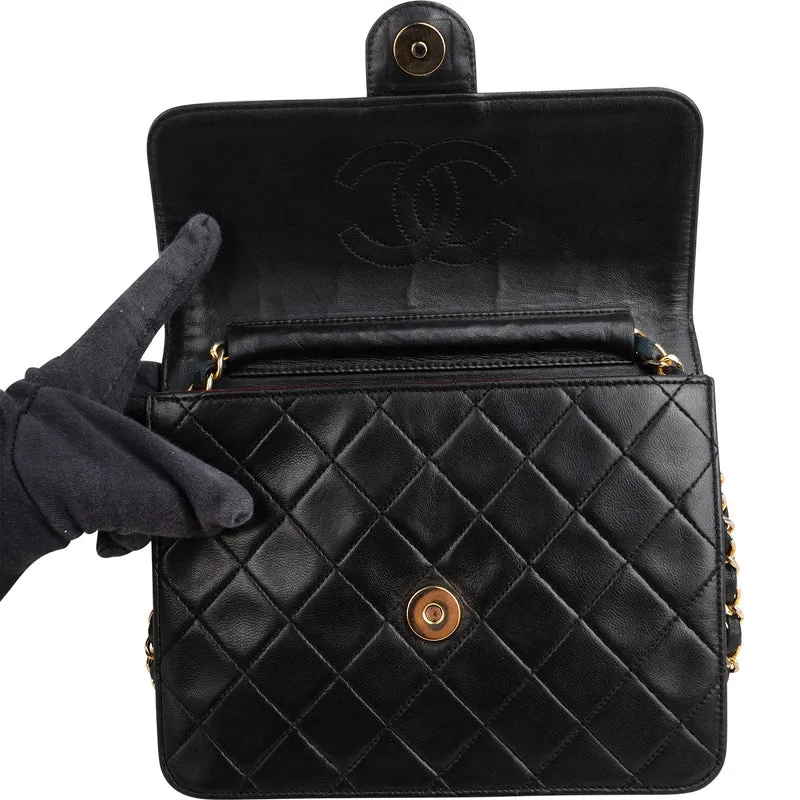 Chanel Quilted Lambskin 24K Gold Single Flap Shoulder Bag