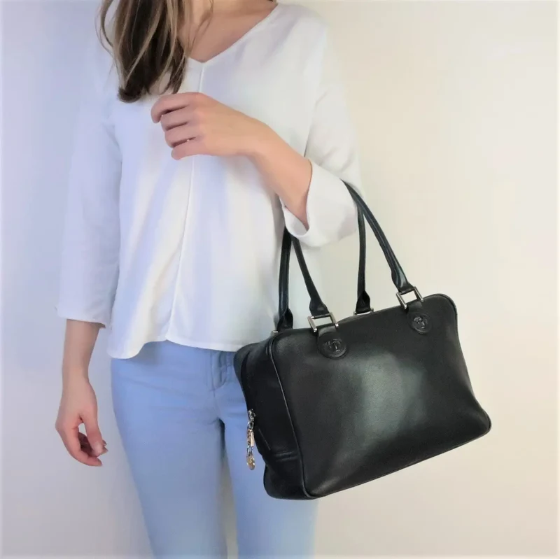 Versace Vintage Black Leather Bag