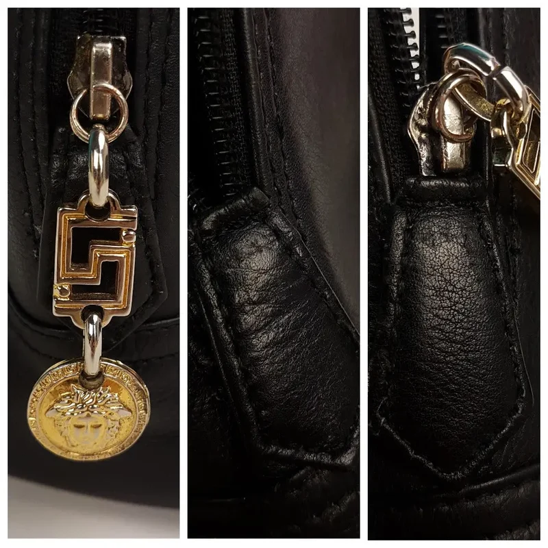 Versace Vintage Black Leather Bag