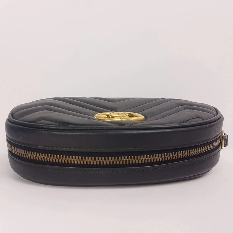 Gucci Black Quilted GG Marmont Waist Belt Bag