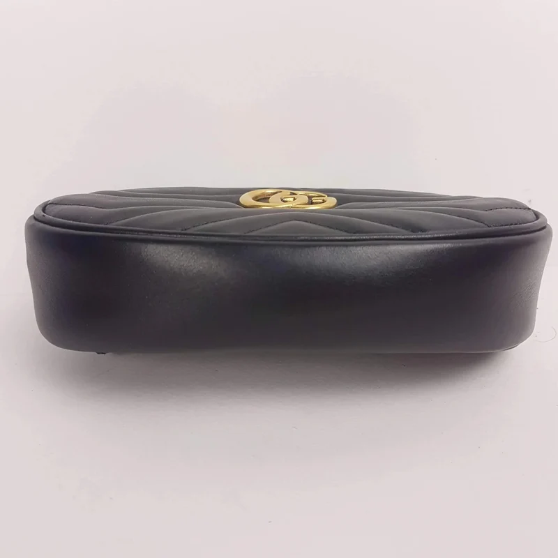 Gucci Black Quilted GG Marmont Waist Belt Bag