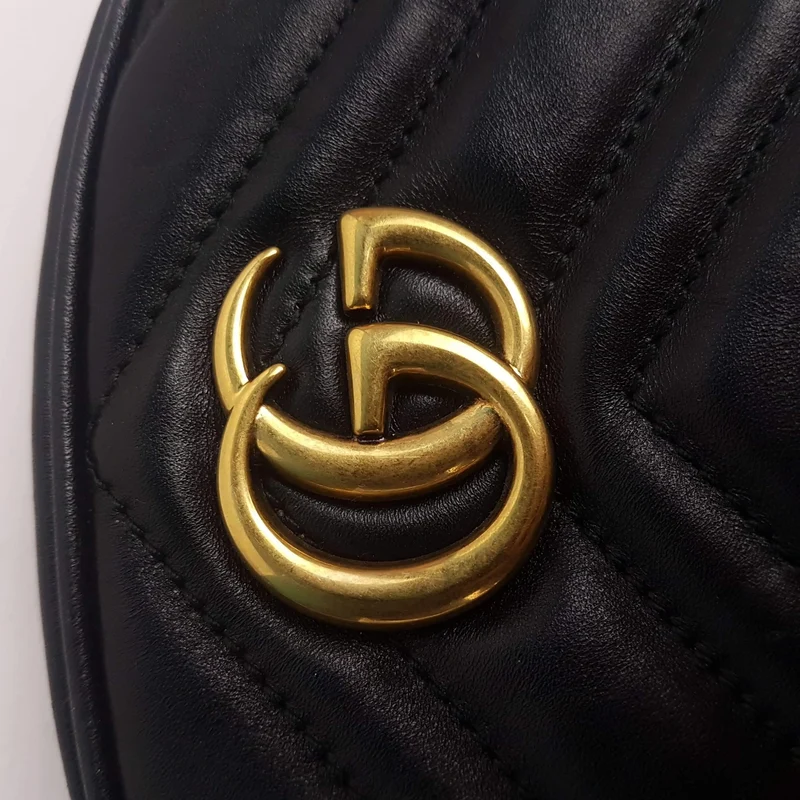 Gucci Black Quilted GG Marmont Waist Belt Bag