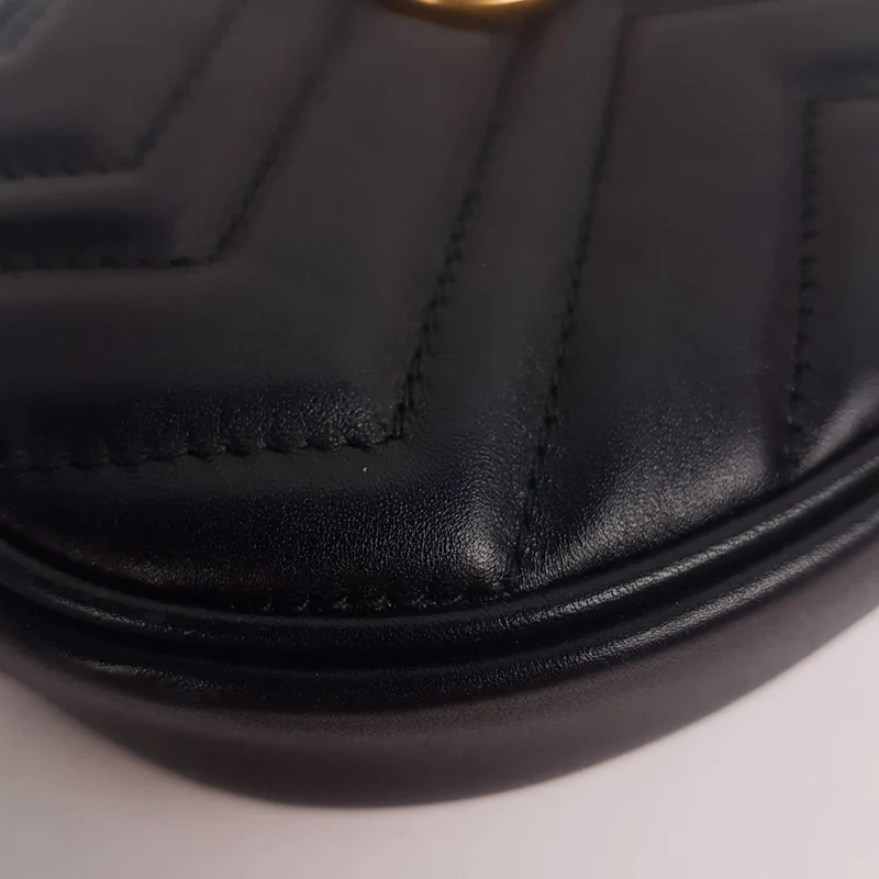 Gucci Black Quilted GG Marmont Waist Belt Bag