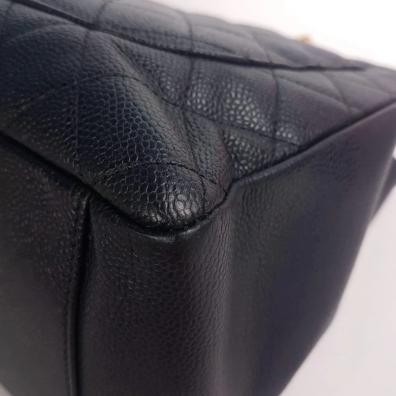 Chanel Caviar GST 13" Grand Shopping Tote Chain Shoulder Bag Black