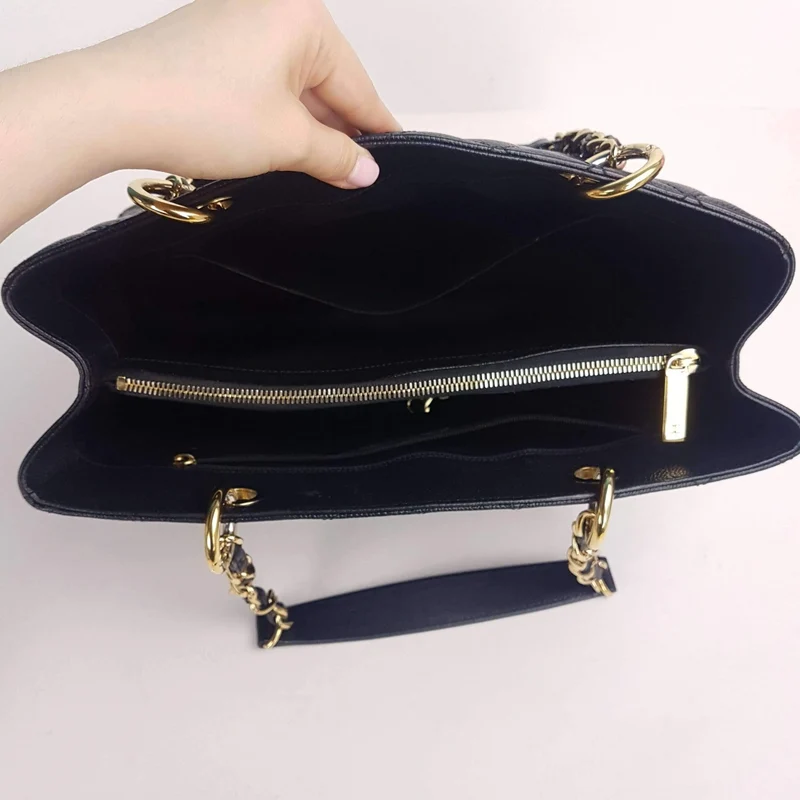 Chanel Caviar GST 13" Grand Shopping Tote Chain Shoulder Bag Black