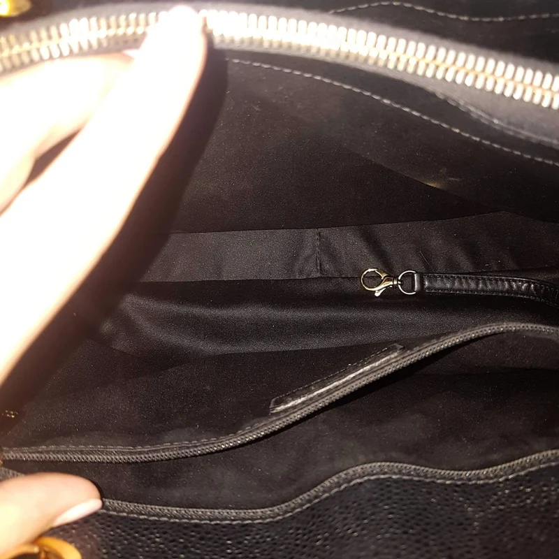 Chanel Caviar GST 13" Grand Shopping Tote Chain Shoulder Bag Black