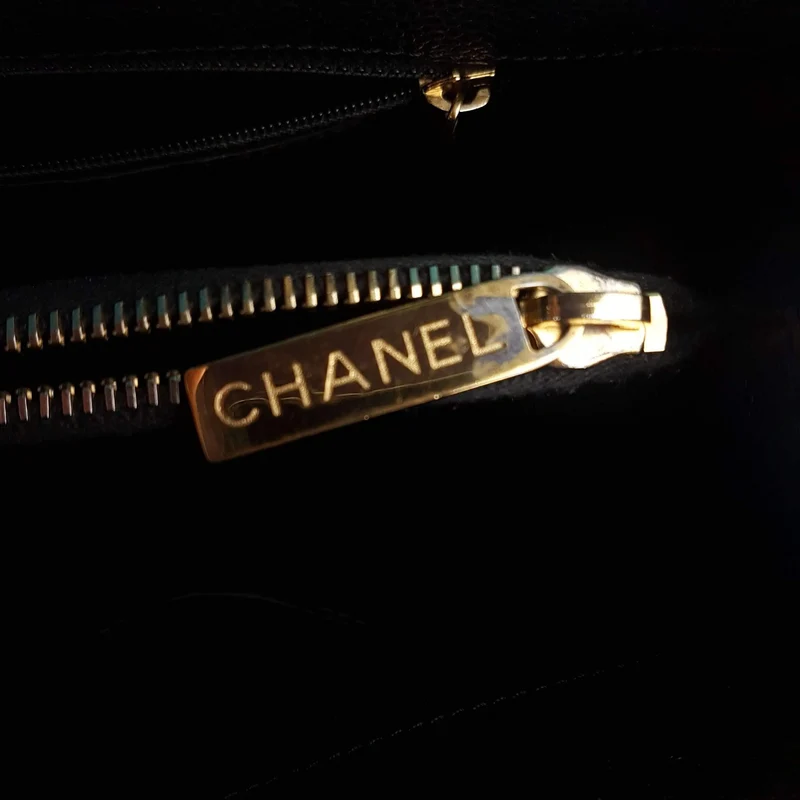 Chanel Caviar GST 13" Grand Shopping Tote Chain Shoulder Bag Black