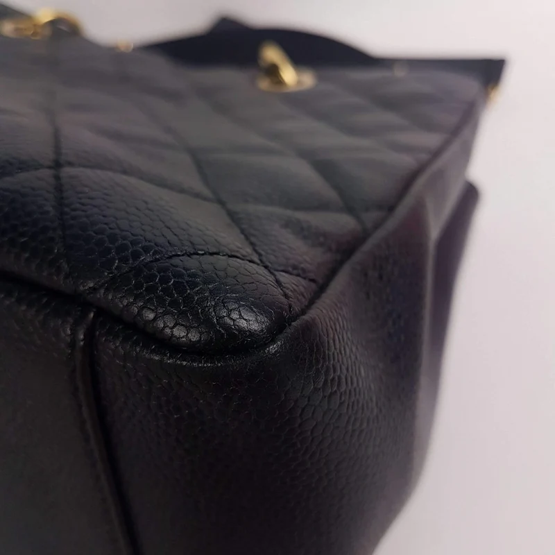 Chanel Caviar GST 13" Grand Shopping Tote Chain Shoulder Bag Black