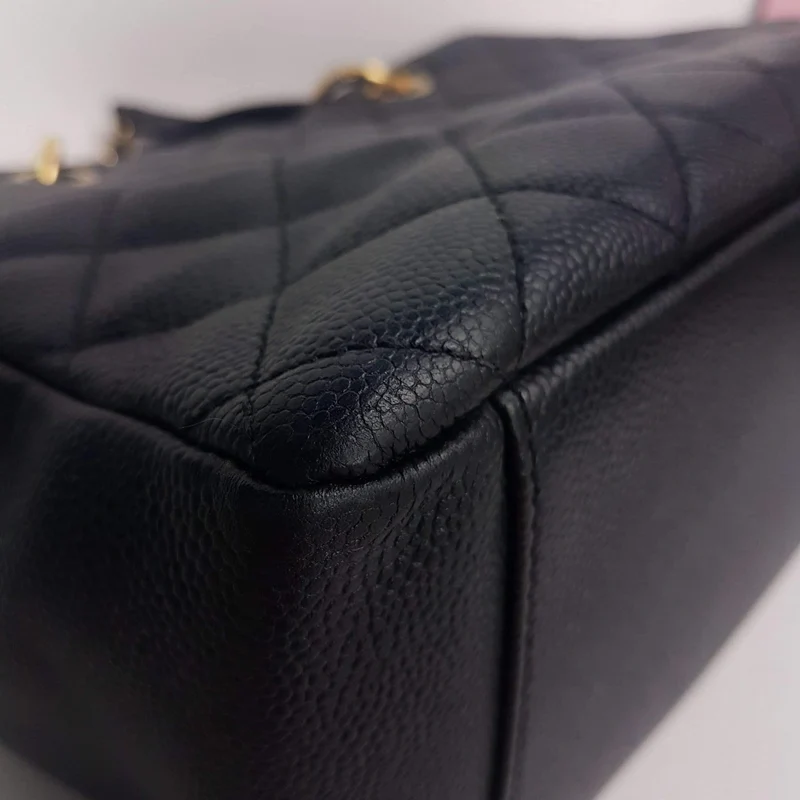 Chanel Caviar GST 13" Grand Shopping Tote Chain Shoulder Bag Black