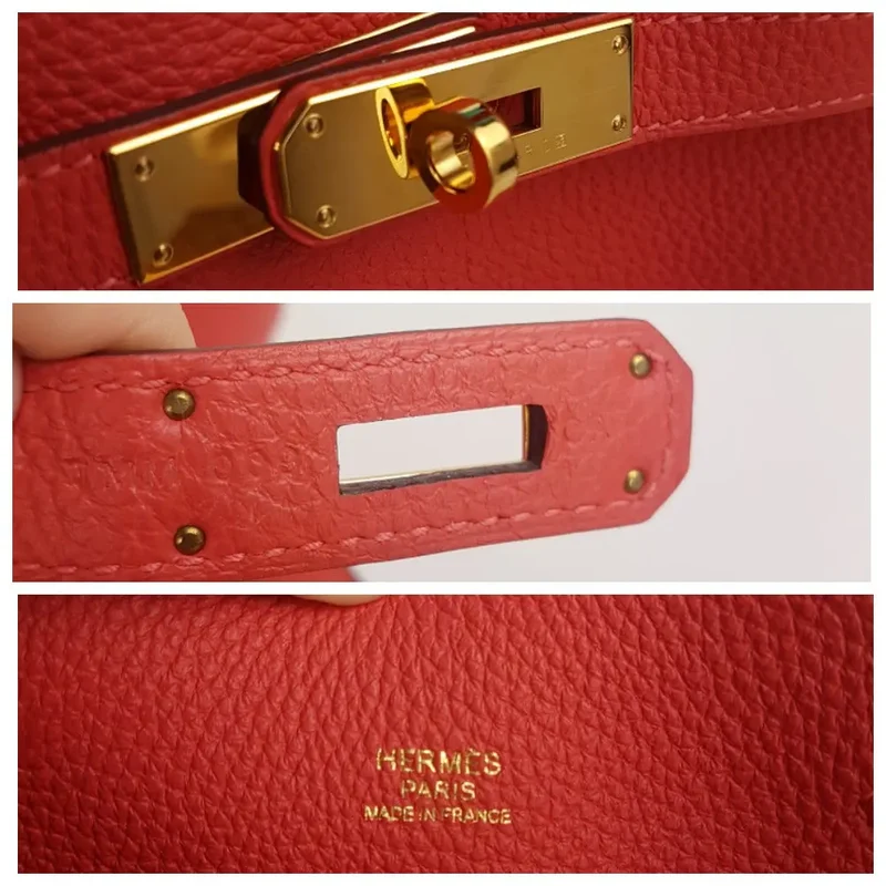 Hermes Rose Jaipur Veau Togo So Kelly GHW Shoulder Bag