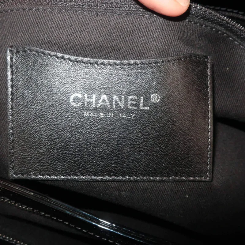 Chanel Large Mademoiselle Black Quilted Patent Leather Bag