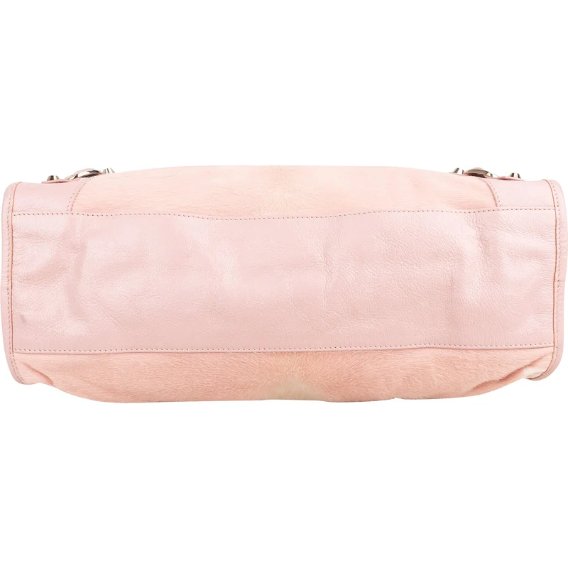 Balenciaga Pink Hair Leather City Handbag