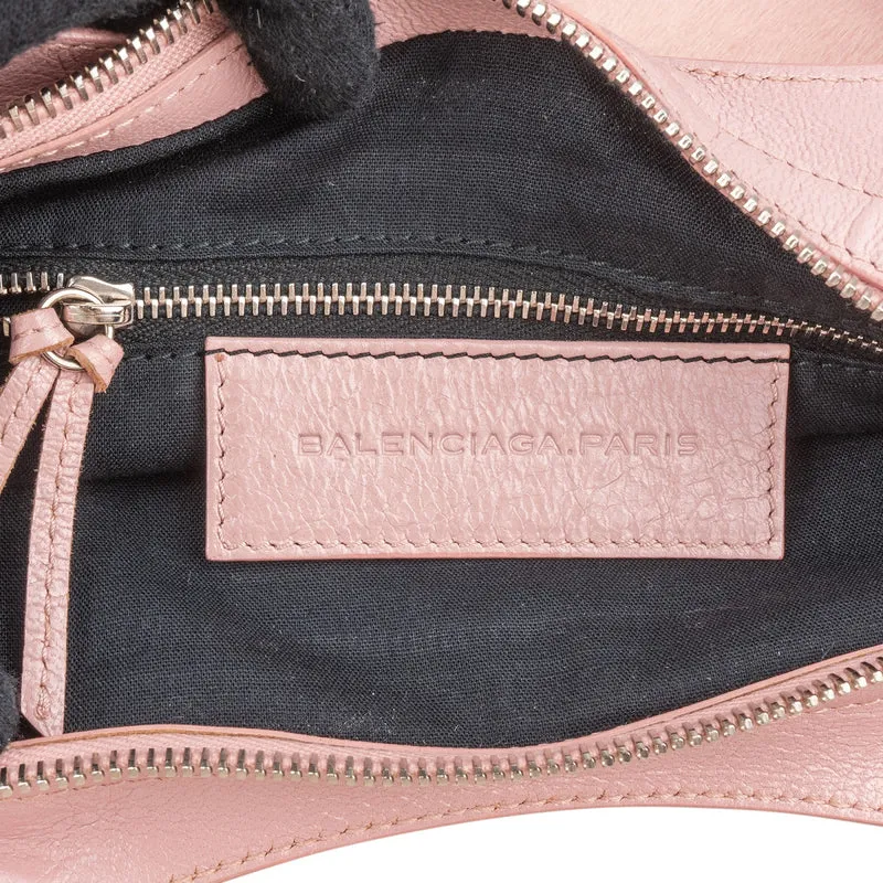 Balenciaga Pink Hair Leather City Handbag
