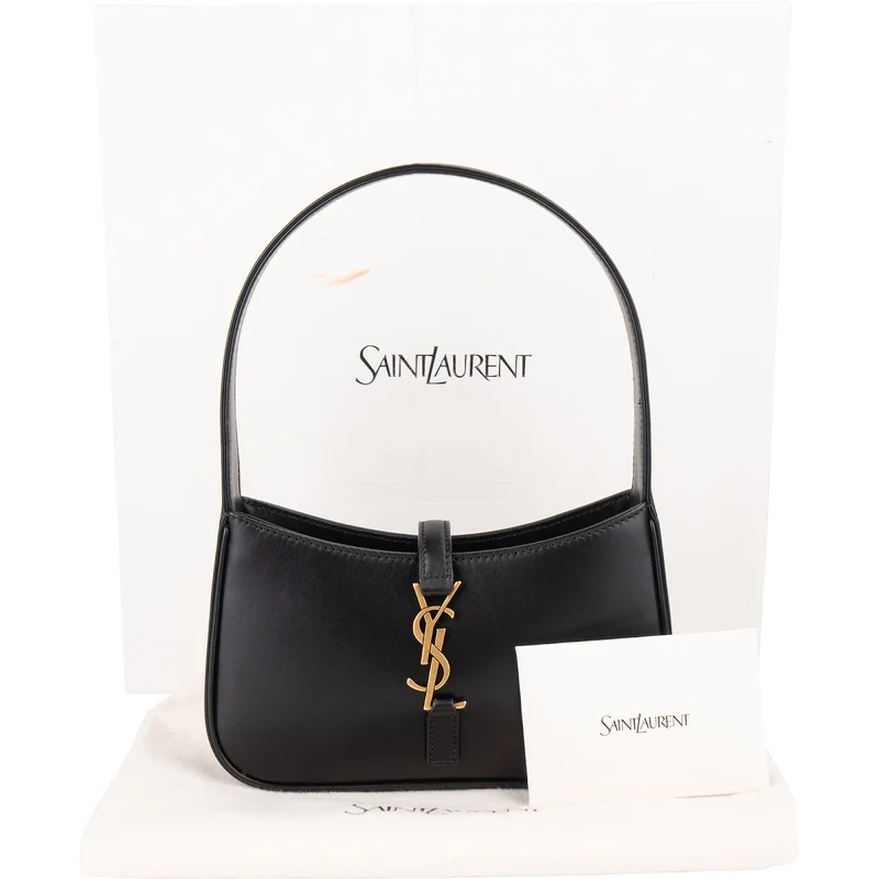 Saint Laurent Black Leather 5 à 7 Mini Hobo Handbag