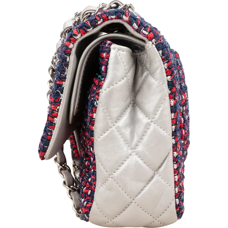 Chanel Quilted Multicolor Tweed and Lambskin Medium Double Flap Shoulder Bag