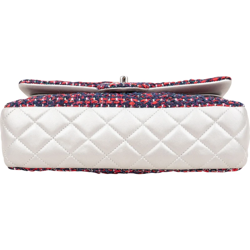 Chanel Quilted Multicolor Tweed and Lambskin Medium Double Flap Shoulder Bag