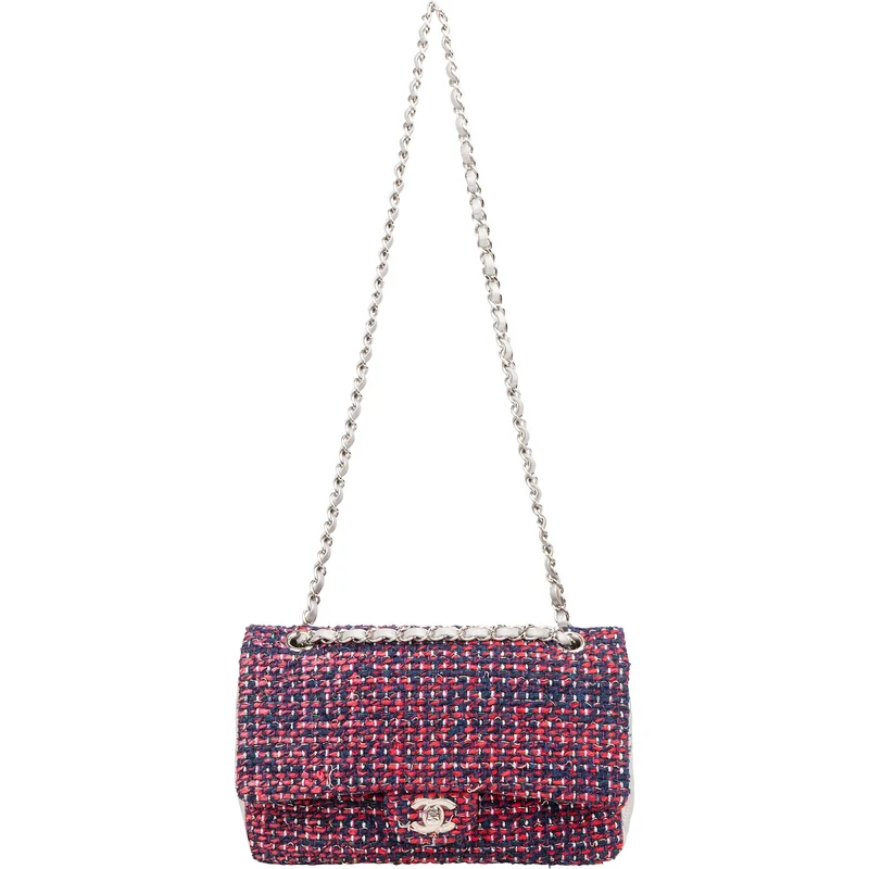 Chanel Quilted Multicolor Tweed and Lambskin Medium Double Flap Shoulder Bag