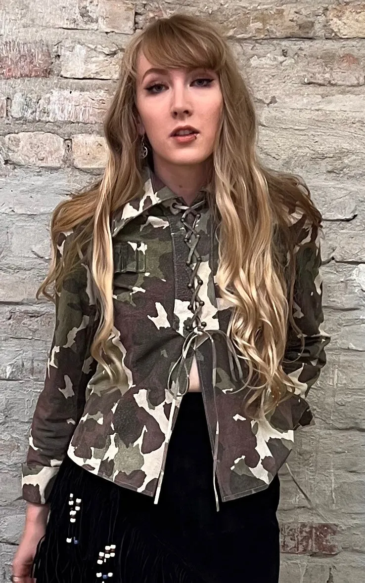 Vintage Camouflage Suede Shirt
