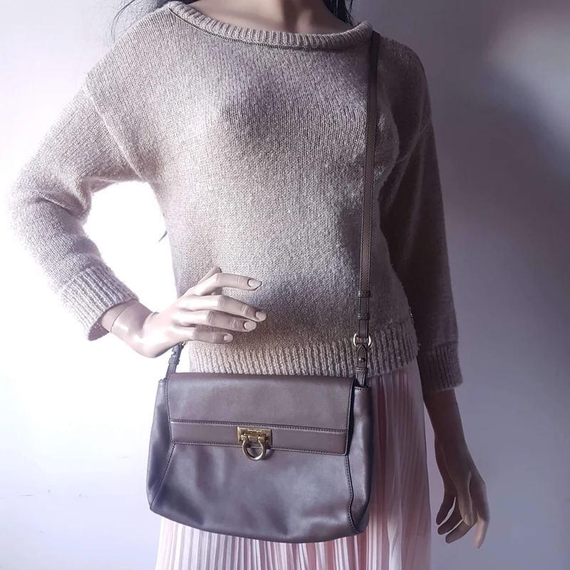 Salvatore Ferragamo Brown Leather Abbey Crossbody Bag