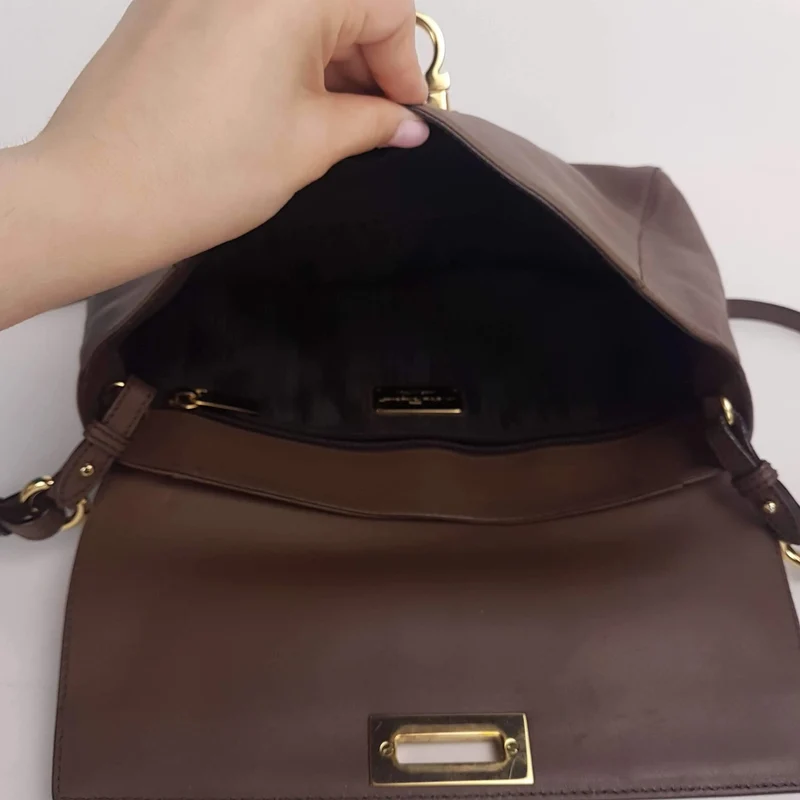 Salvatore Ferragamo Brown Leather Abbey Crossbody Bag