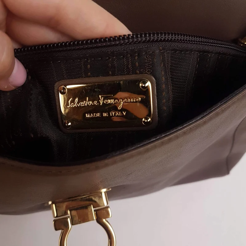 Salvatore Ferragamo Brown Leather Abbey Crossbody Bag
