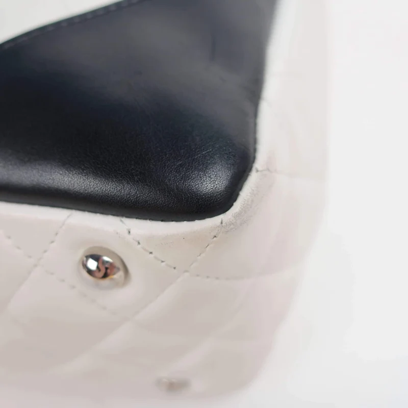 Chanel White/Black Cambon Ligne Bowler Bag Quilted Leather