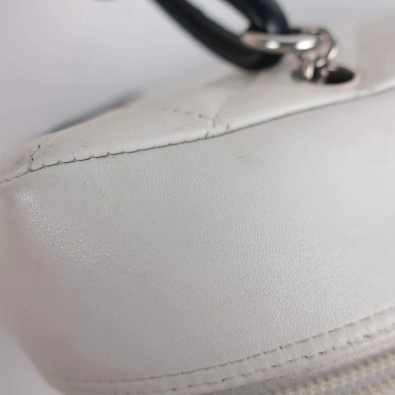 Chanel White/Black Cambon Ligne Bowler Bag Quilted Leather