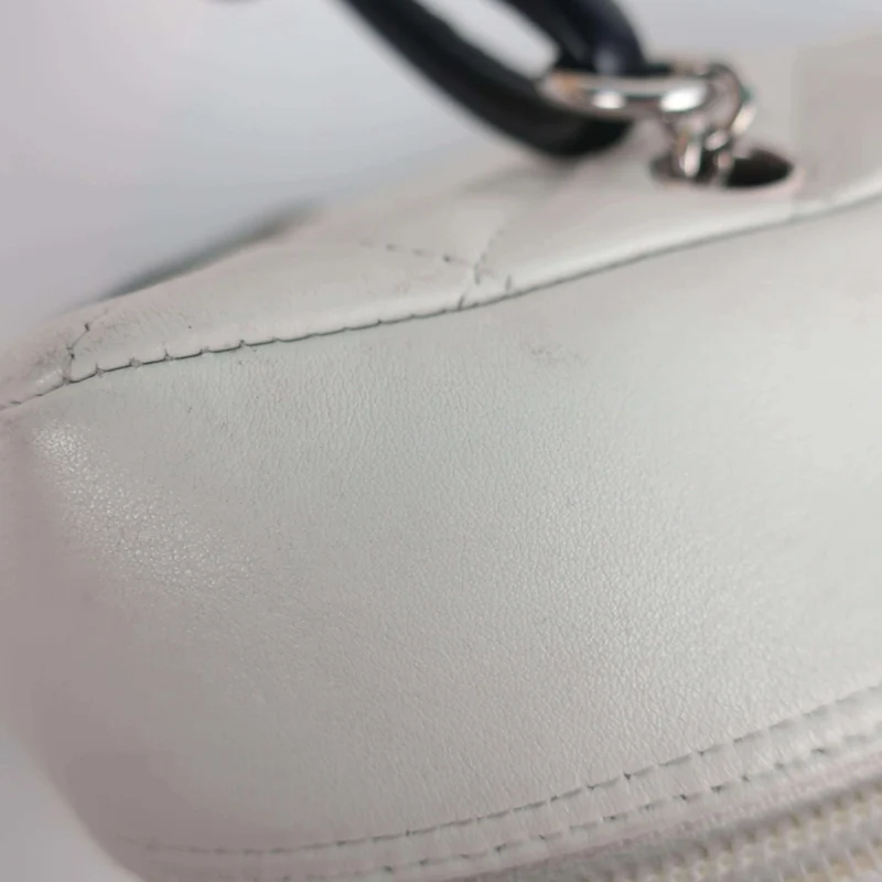 Chanel White/Black Cambon Ligne Bowler Bag Quilted Leather