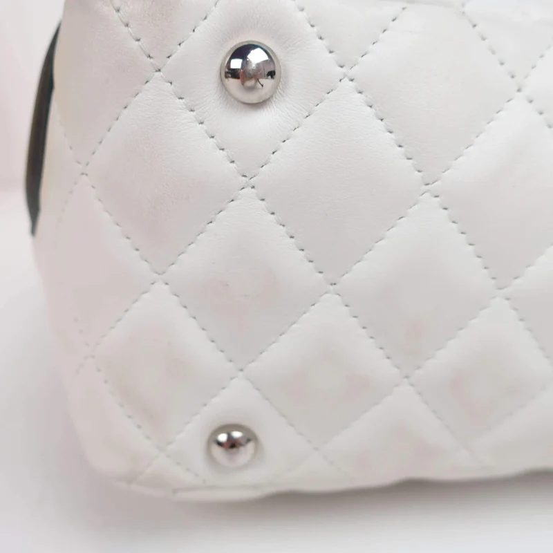 Chanel White/Black Cambon Ligne Bowler Bag Quilted Leather