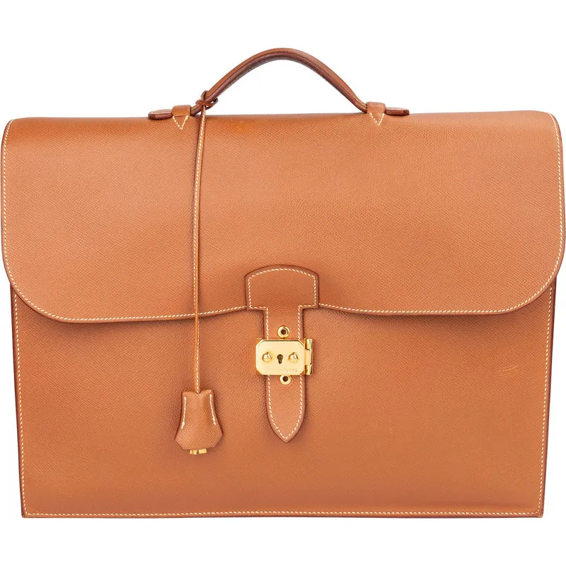 Hermès Brown Courchevel Leather Sac A Depeches Business Handbag