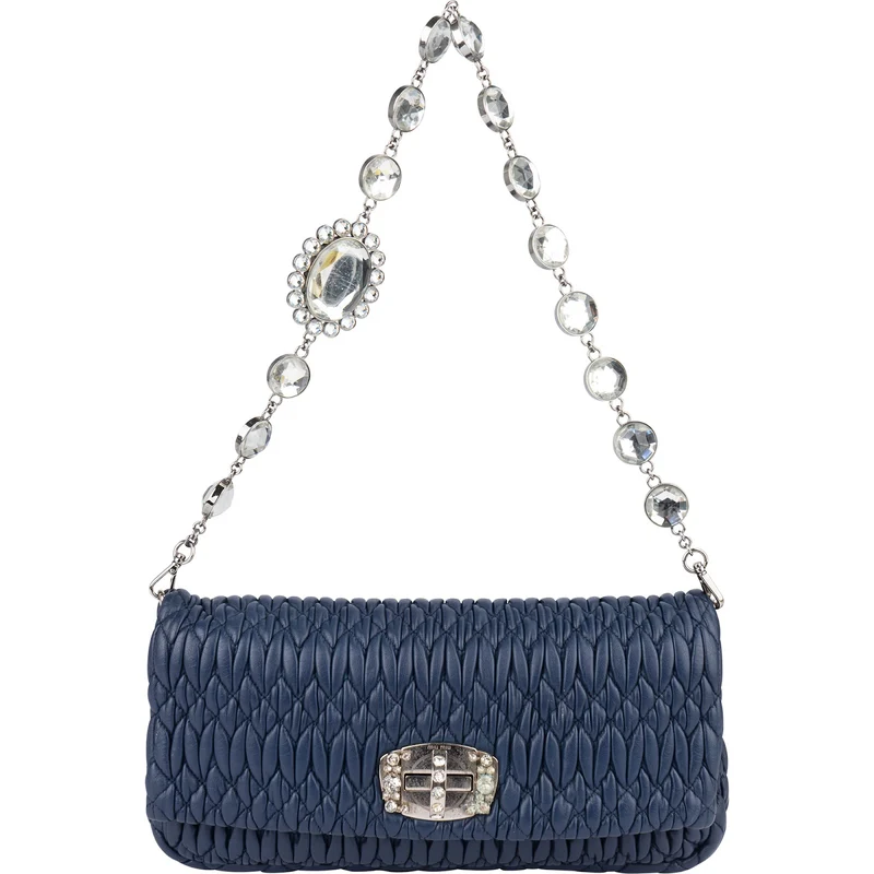 Miu Miu Matelassé Nappa Leather Crystal Pochette Shoulder Bag